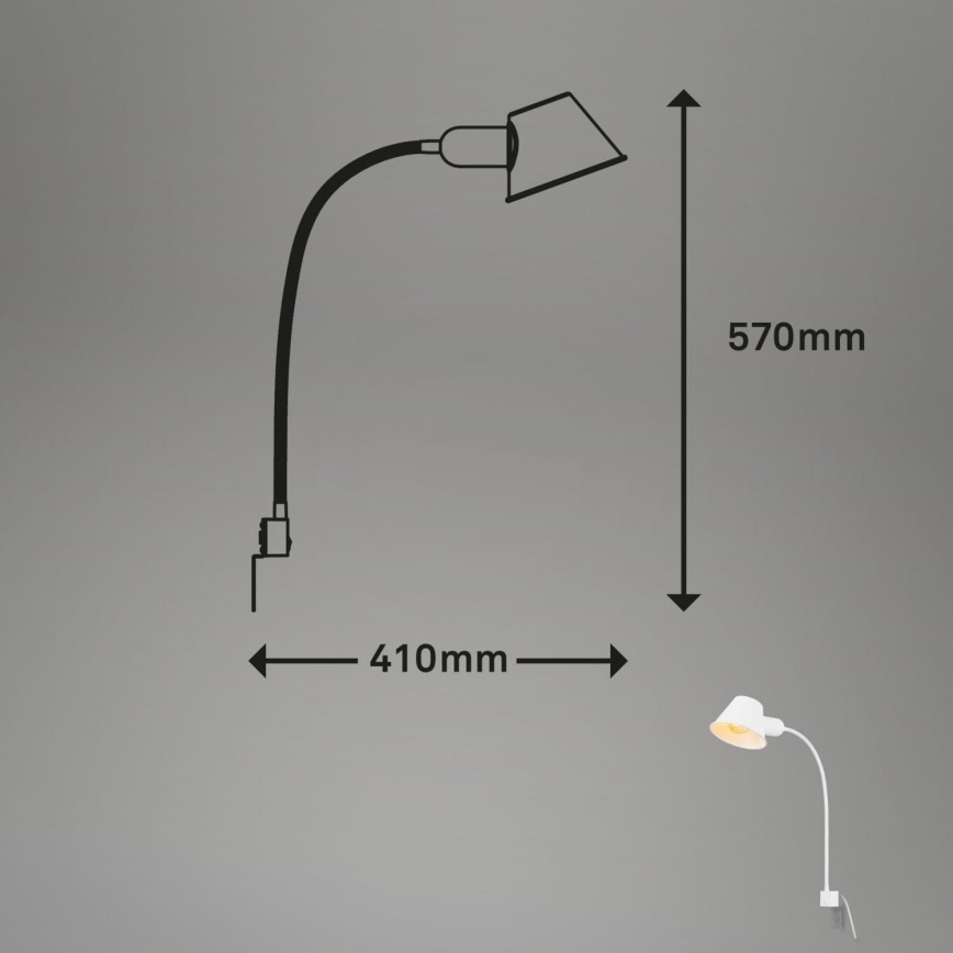 Briloner 2079-016 - Lampada flessibile a parete 1xE27/10W/230V bianco