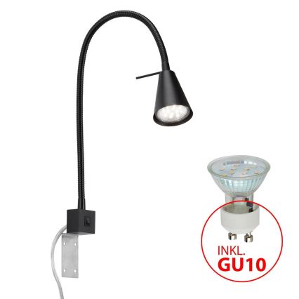 Briloner 2080-015 - Lampada da parete flessibile LED COMFORT LIGHT 1xGU10/5W/230V nera