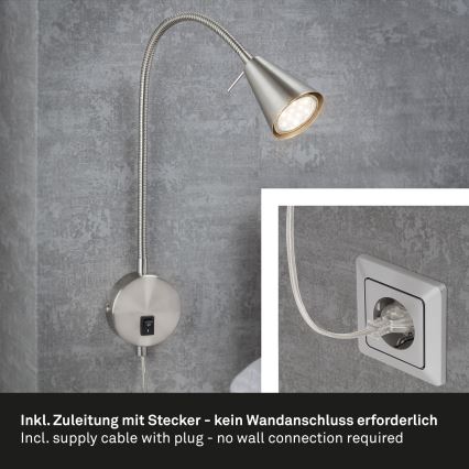 Briloner 2082-012 - Flexible LED-Wandleuchte COMFORT LIGHT 1xGU10/5W/230V mattchrom