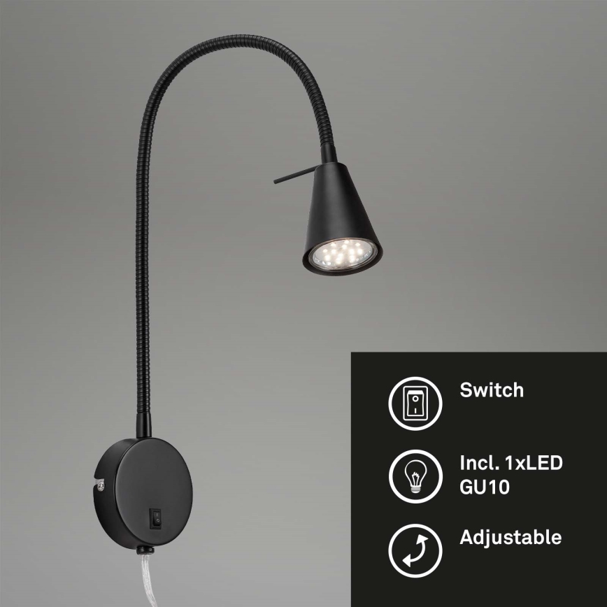 Briloner 2082-015 - Applique a LED COMFORT LIGHT 1xGU10/5W/230V nero