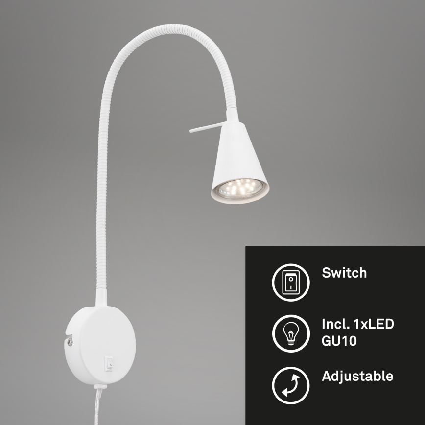 Briloner 2082-016 - Lampe murale LED flexible COMFORT LIGHT 1xGU10/5W/230V blanche