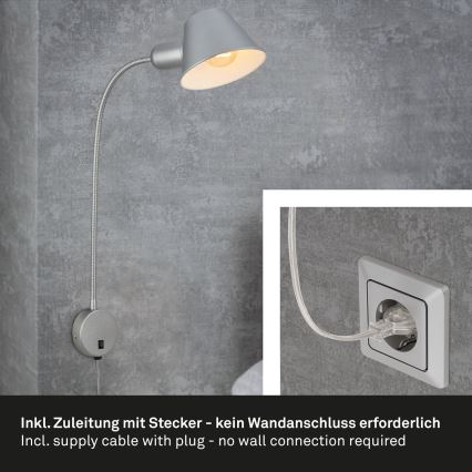 Briloner 2089-014 - Lampada da parete 1xE27/10W/230V cromo satinato