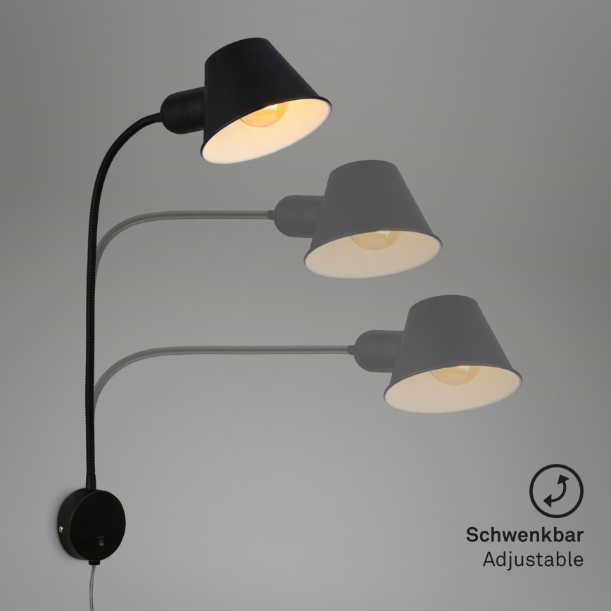 Briloner 2089-015 - Lampada da parete flessibile BRELLO 1xE27/10W/230V nera
