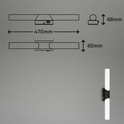 Briloner 2111-115 - LED-Badspiegelleuchte LED/11W/230V IP44 47 cm schwarz
