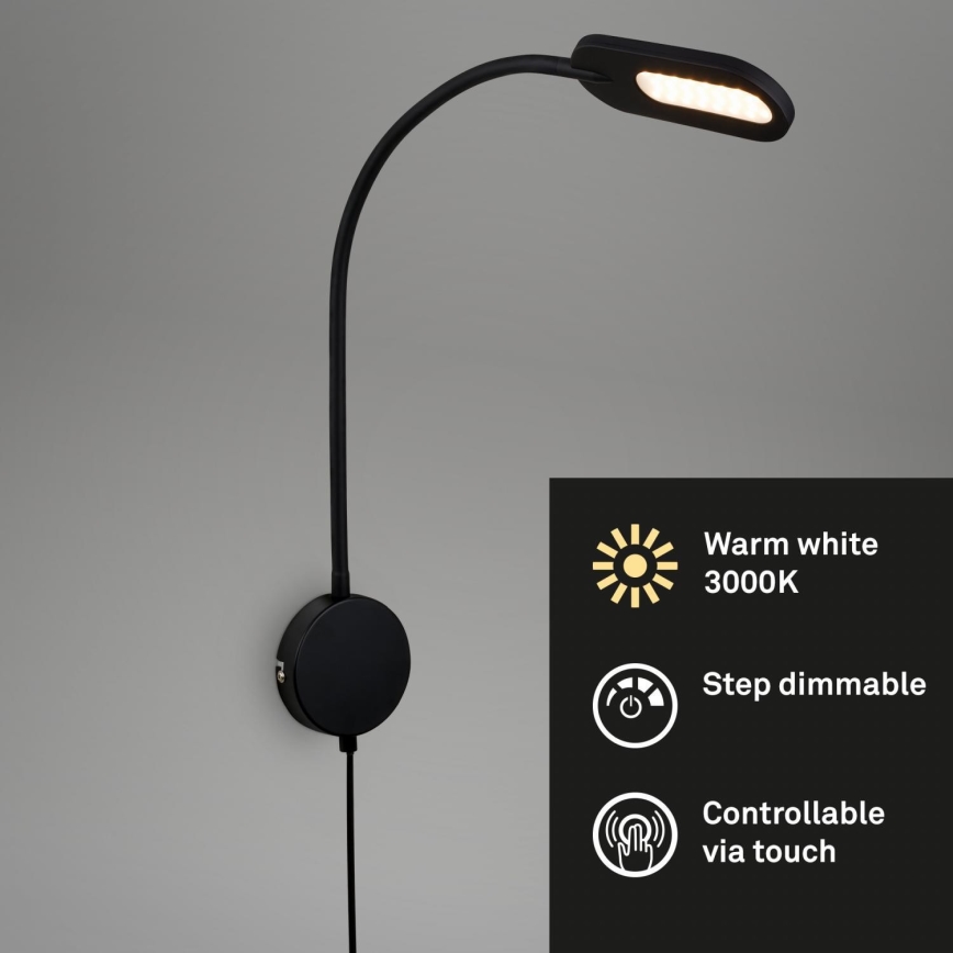 Briloner 2177015 - LED Dimmbar flexible wall Leuchte LED/6W/230V schwarz