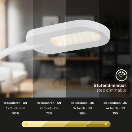 Briloner 2177016 - Lampada flessibile da parete dimmerabile LED/6W/230V bianco