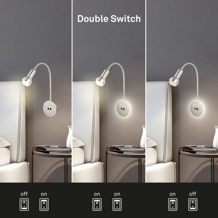 Briloner 2178012 - Applique murale flexible 1xE14/10W/230V + LED/3W chrome mat