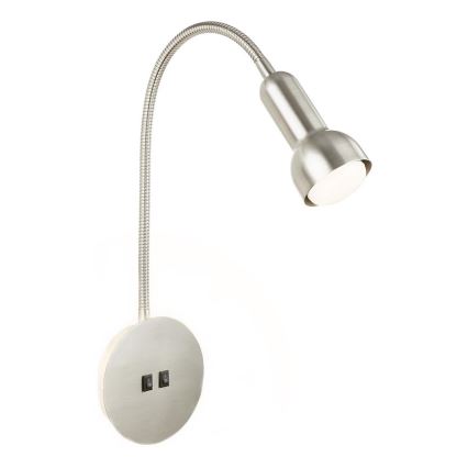 Briloner 2178012 - LED Lampada flessibile da muro 1xE14/10W/230V + LED/3W cromo opaco