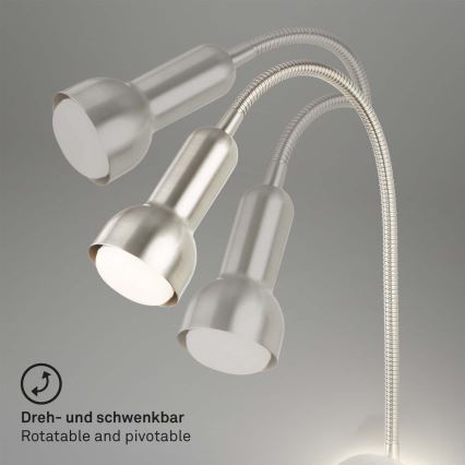 Briloner 2178012 - LED Lampada flessibile da muro 1xE14/10W/230V + LED/3W cromo opaco