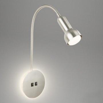 Briloner 2178012 - LED Lampada flessibile da muro 1xE14/10W/230V + LED/3W cromo opaco