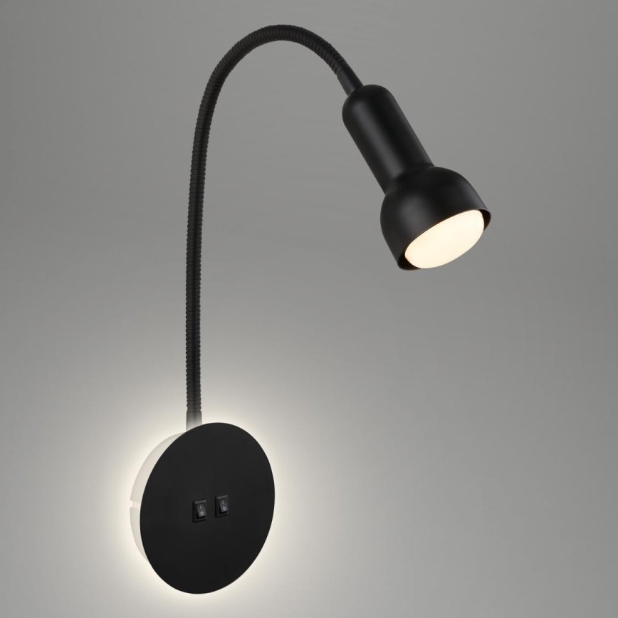 Briloner 2178015 - Lampada flessibile a parete LED 1xE14/10W/230V + LED/3W nero