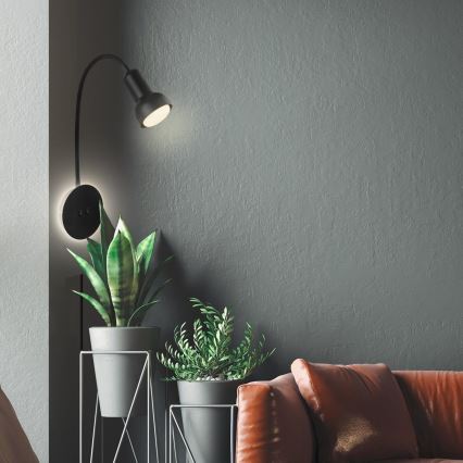 Briloner 2178015 - Lampada flessibile a parete LED 1xE14/10W/230V + LED/3W nero