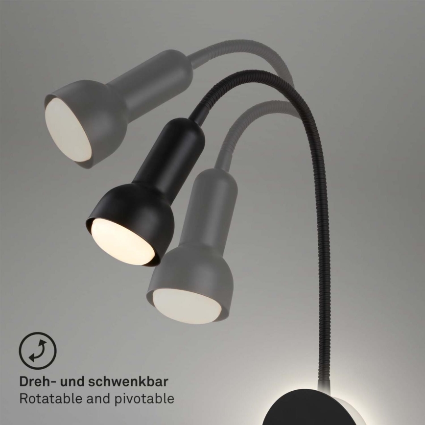 Briloner 2178015 - Lampada flessibile a parete LED 1xE14/10W/230V + LED/3W nero