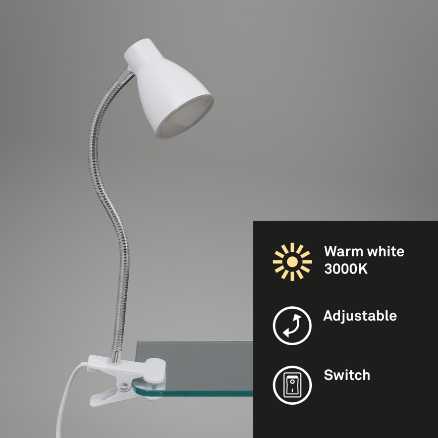 Briloner 2615-016P - Lampada con morsetto LED GRIP LED/2,5W/230V bianco