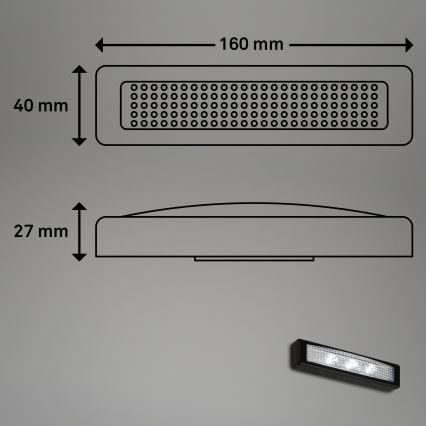 Briloner 2689-035 - LED Veilleuse tactile LERO LED/0,18W/3xAAA noir