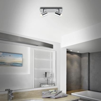 Briloner 2731-028 - Spot pour salle de bains BANYO 2xGU10/5W/230V IP44 chrome brillant