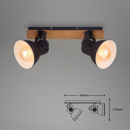 Briloner 2742-025 - Faretto SPOTLIGHT 2xE27/40W/230V nero/marrone