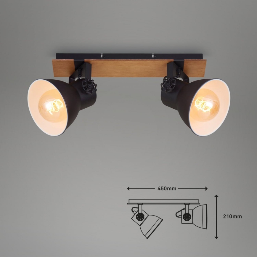 Briloner 2742-025 - Faretto SPOTLIGHT 2xE27/40W/230V nero/marrone