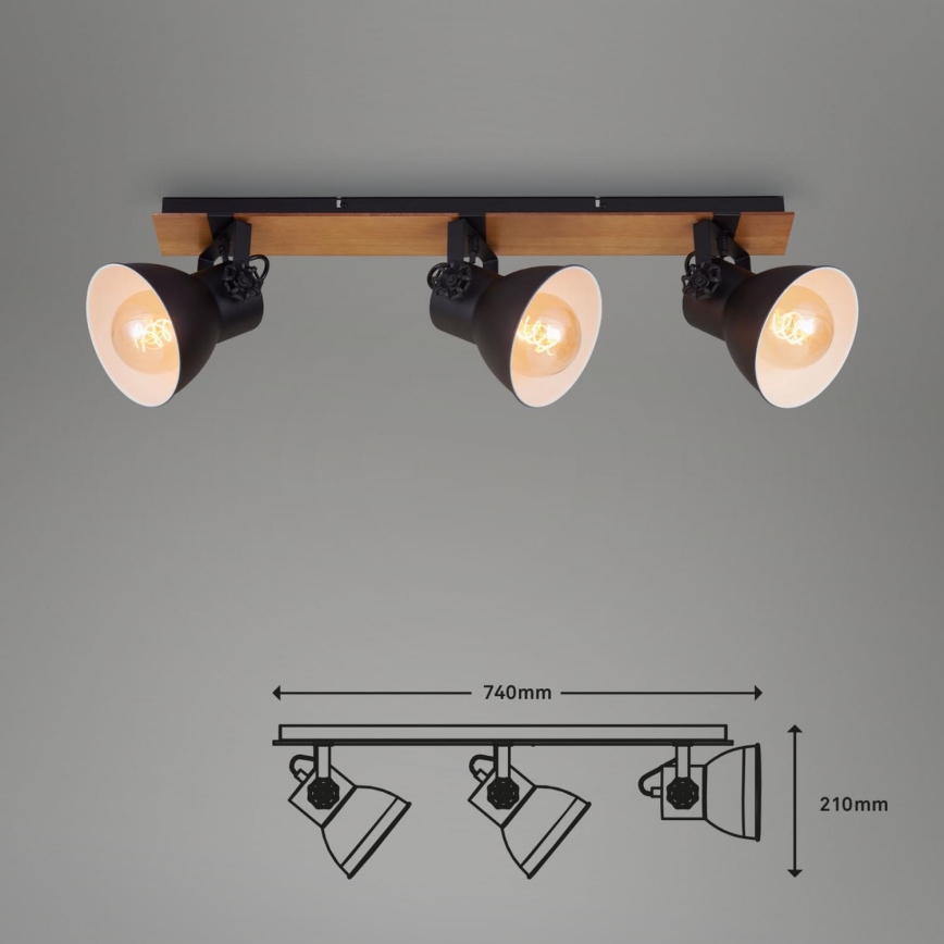 Briloner 2742-035 - Faretto SPOTLIGHT 3xE27/40W/230V nero/marrone