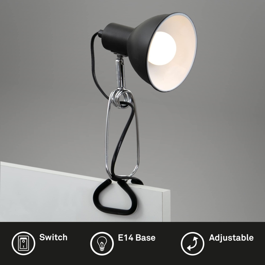 Briloner 2790-015 - Clip-Lampe FIX 1xE14/8W/230V schwarz/Chrom glänzend