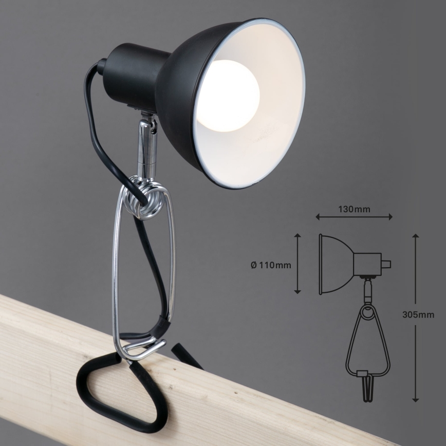 Briloner 2790-015 - Lampe à pince FIX 1xE14/8W/230V noir/chrome brillant
