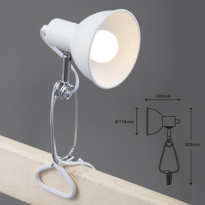 Briloner 2790-016 - Lampada con morsetto FIX 1xE14/8W/230V bianco