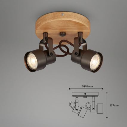 Briloner 2872-025R - Faretto LED SPOTLIGHT 2xGU10/5W/230V marrone