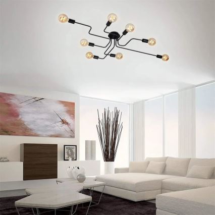 Briloner 2888-085 - Lampadario a plafone FARETTO 8xE27/60W/230V nero