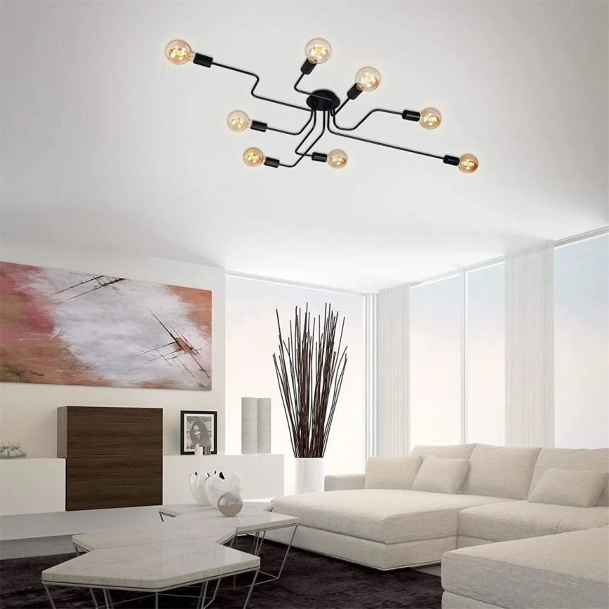 Briloner 2888-085 - Plafonnier FARETTO 8xE27/60W/230V noir