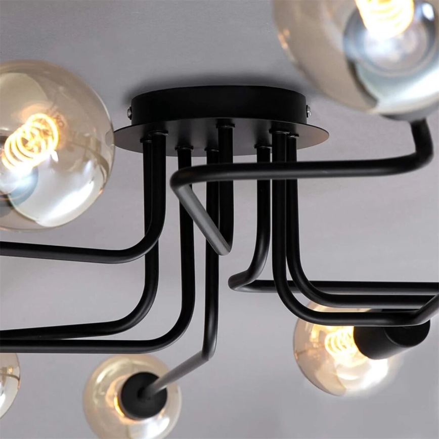 Briloner 2888-085 - Plafonnier FARETTO 8xE27/60W/230V noir