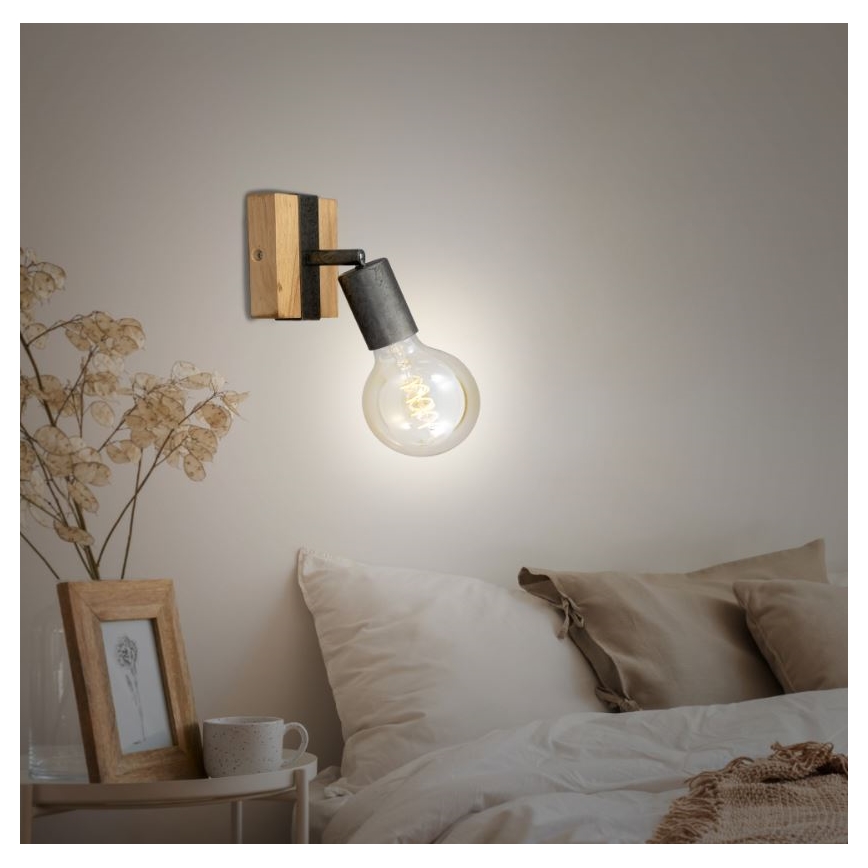 Briloner 2900-011 - Faretto da parete WOOD BASIC 1xE27/25W/230V