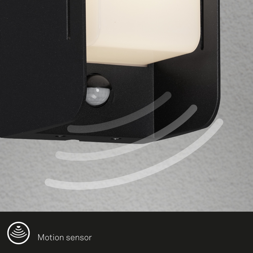 Briloner 3017-015 - Außenwandleuchte mit einem Sensor BOKS 1xE27/12W/230V IP44
