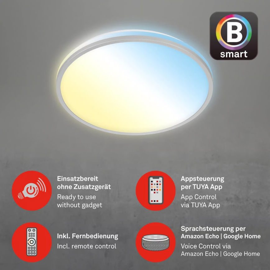 Briloner 3064-014 - Dimmbare LED-Deckenleuchte IVY LED/24W/230V Wi-Fi Tuya Ø 33,3 cm + Fernbedienung