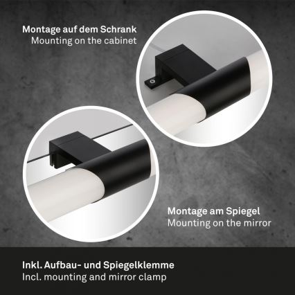 Briloner 3113-115 - Illuminazione a LED per specchi da bagno LED/12W/230V IP44 47 cm nero