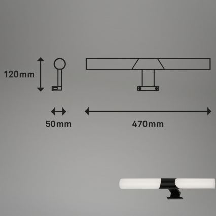 Briloner 3113-115 - Illuminazione a LED per specchi da bagno LED/12W/230V IP44 47 cm nero