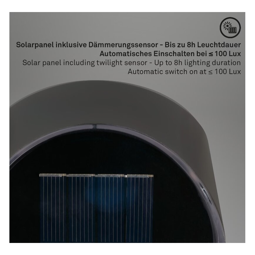 Briloner 3133015 - Applique a LED solare LED/2W/3,7V IP44 3000K
