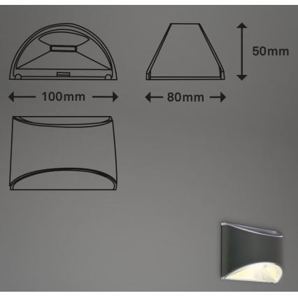 Briloner 3133015 - Applique a LED solare LED/2W/3,7V IP44 3000K
