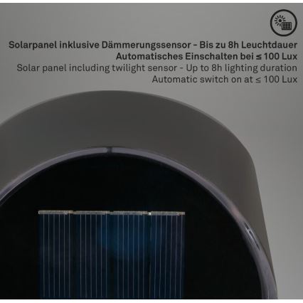 Briloner 3133015 - Applique murale solaire LED/2W/3,7V IP44 3000K