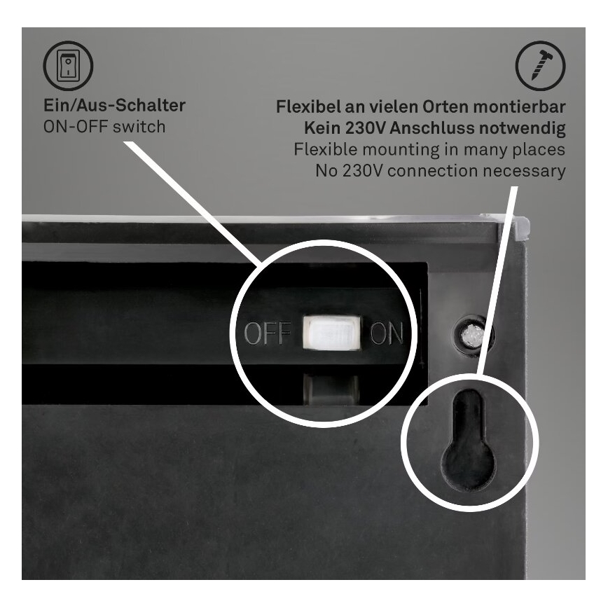Briloner 3133015 - Applique murale solaire LED/2W/3,7V IP44 3000K