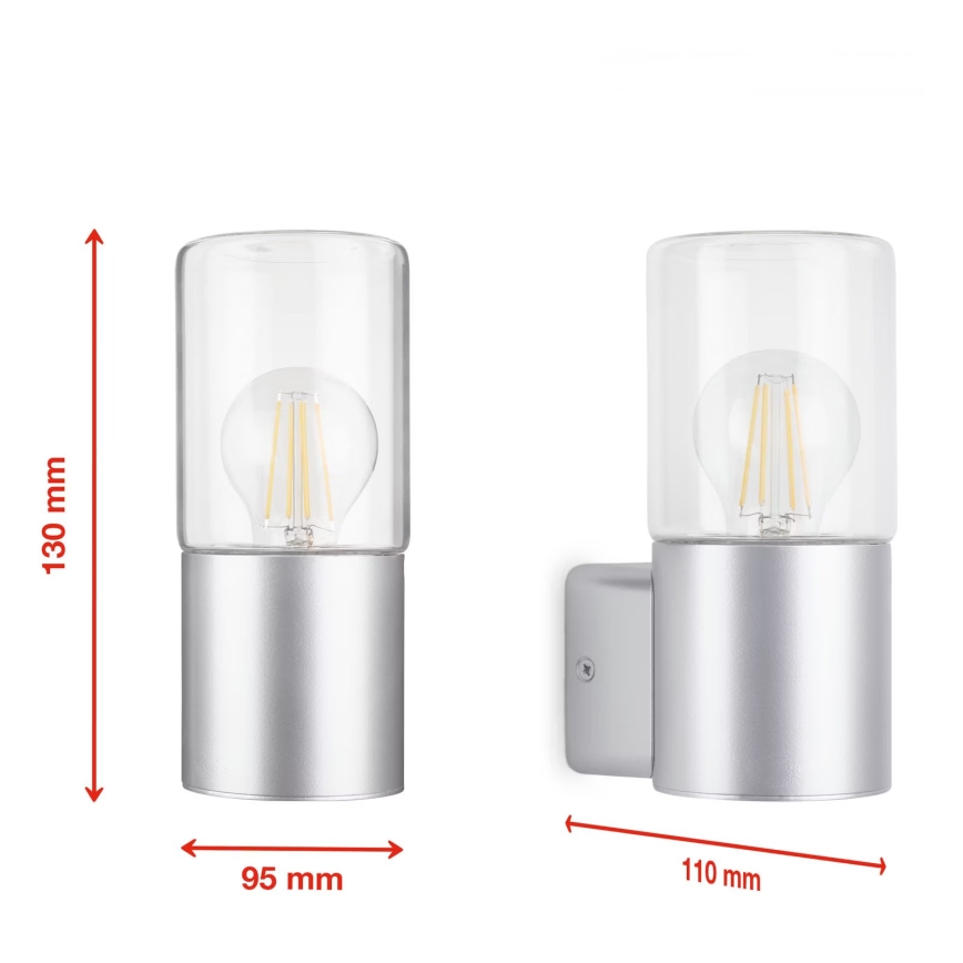 Briloner 320504TF - Applique da esterno 1xE27/12W/230V IP44 argento