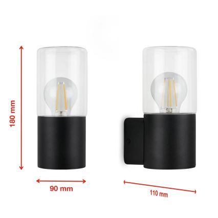 Briloner 320505TF - Applique da esterno 1xE27/12W/230V IP44 nero