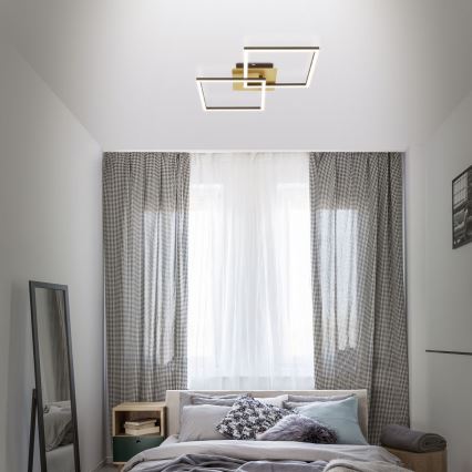 Briloner 3210-017 - LED dimmbare Deckenleuchte FRAME 2xLED/11W/230V in Gold