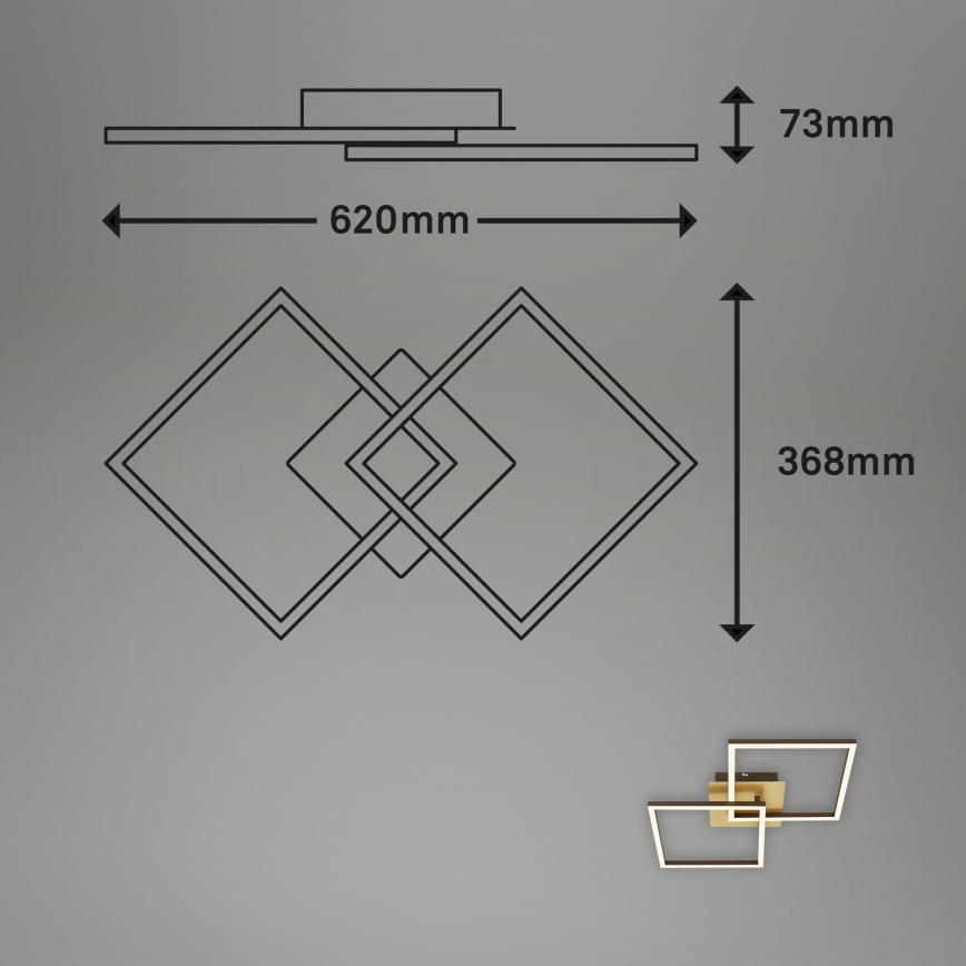 Briloner 3210-017 - LED dimmbare Deckenleuchte FRAME 2xLED/11W/230V in Gold