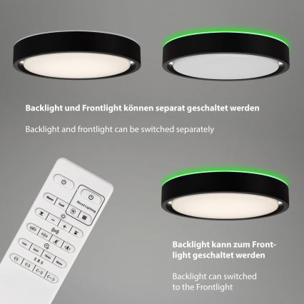 Briloner 3227-015 - LED RGB dimmbare Deckenleuchte mit Sensor TALENA LED/24W/230V schwarz + Fernbedienung