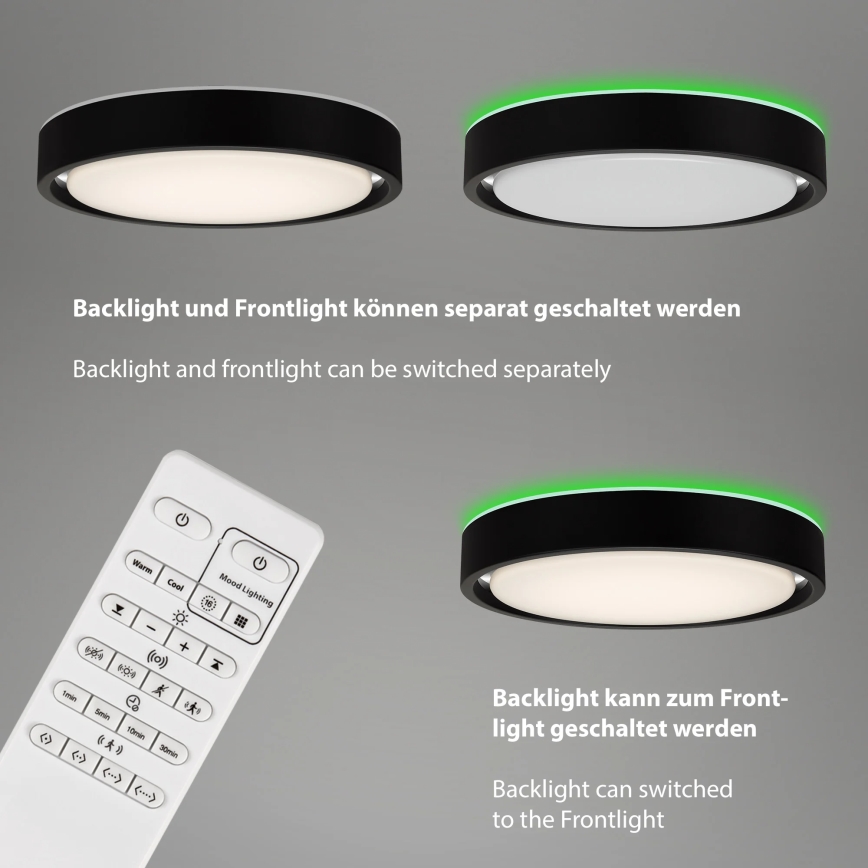 Briloner 3227-015 - LED RGB dimmbare Deckenleuchte mit Sensor TALENA LED/24W/230V schwarz + Fernbedienung
