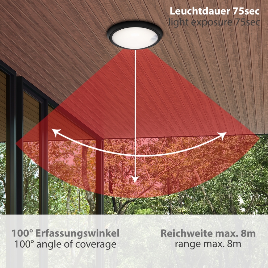 Briloner 3352-015 - Lampe d'extérieur avec détecteur HELSINKI LED/12W/230V IP44