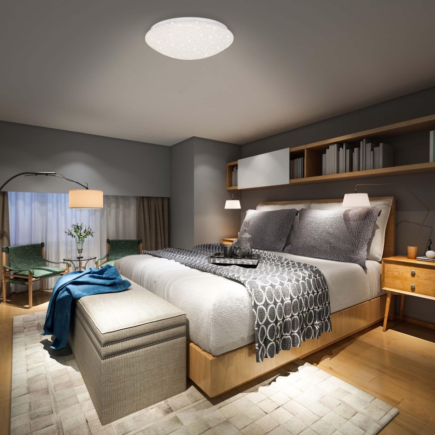 Briloner 3373-016 - STARRY dimmbare LED-Deckenleuchte LED/15W/230V 3000-6500K Ø 28 cm weiß, inkl. Fernbedienung