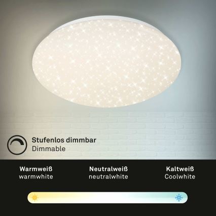 Briloner 3373-016 - Plafonnier LED dimmable STARRY LED/15W/230V 3000–6500 K Ø 28 cm blanc + télécommande