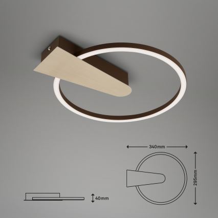 Briloner 3542017 - Plafonnier à intensité variable NICO LED/12W/230V doré