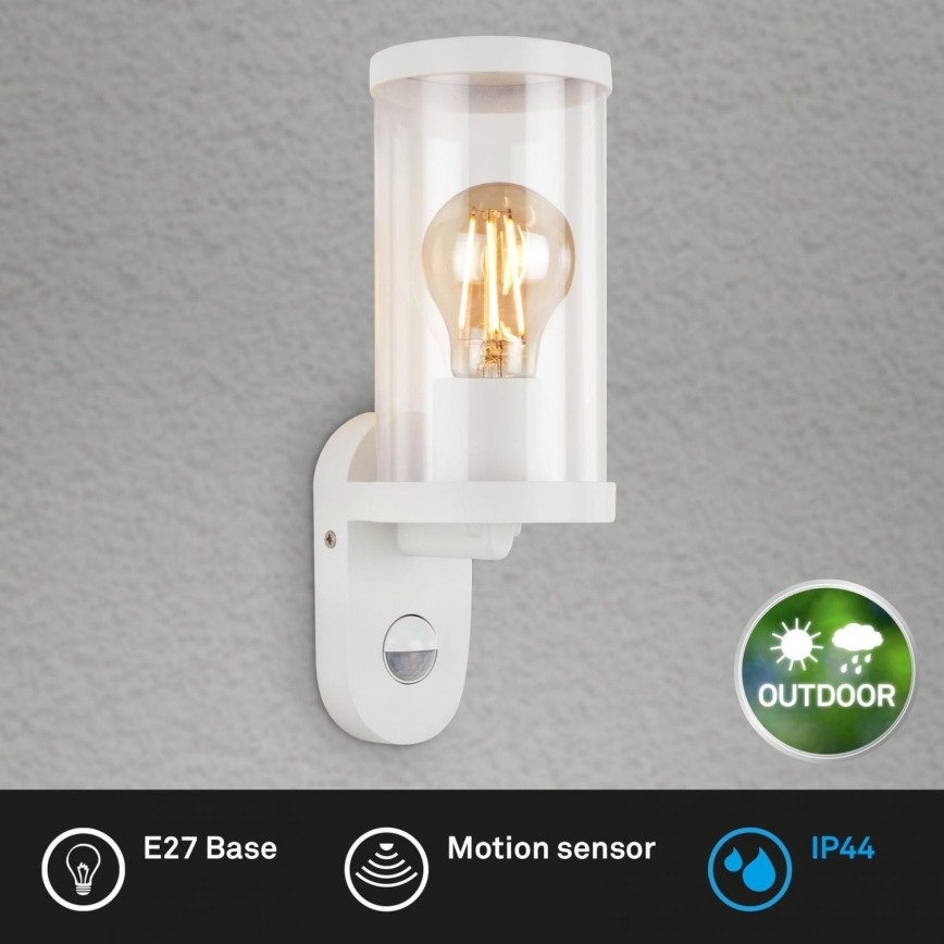 Briloner 3628-016 - Outdoor-Wandleuchte mit Sensor KAIRO 1xE27/12W/230V IP44 weiß